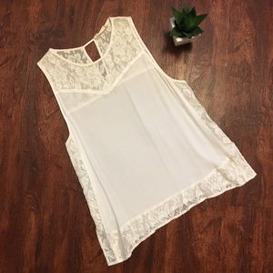 Dressy white with lace tank top